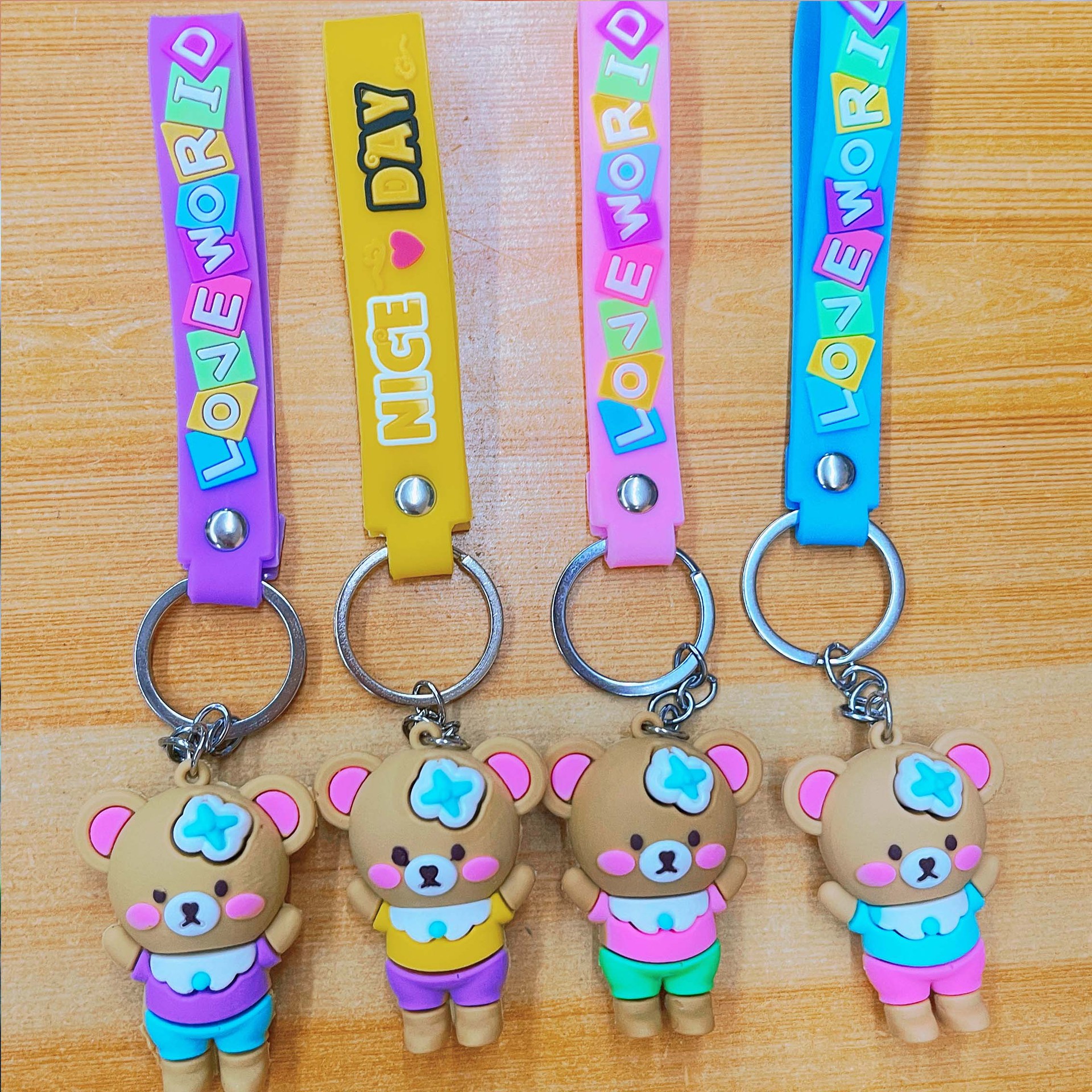 Wide -rope milk tea bears mixed color