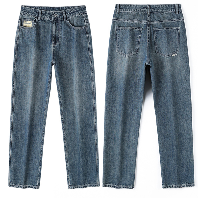 Ropa para hombre xxbro # Vaqueros adelgazantes de marca de moda urbana, pantalones anchos y holgados, pantalones largos versátiles de pierna recta, elegantes.