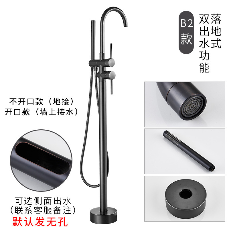 Shangyu cobre caliente y frío tipo de piso bañera grifo lado del cilindro vertical de madera barril pedestal cuenca pared tipo de conexión negro pistola gris