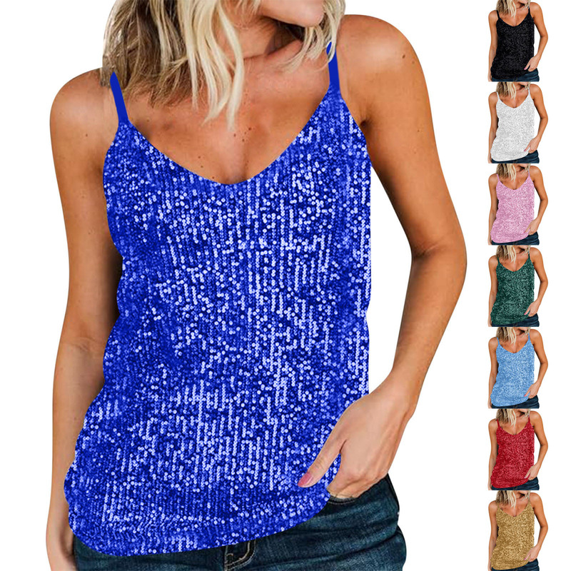 Amazon eBay Cross-border European and American Women's Commuter Vest Sequin Loose Sling Women's in stock