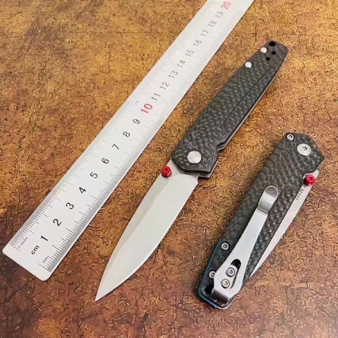 高硬度485碳纤维户外折叠刀D2石洗荒野求生锋利便携EDC口袋刀具