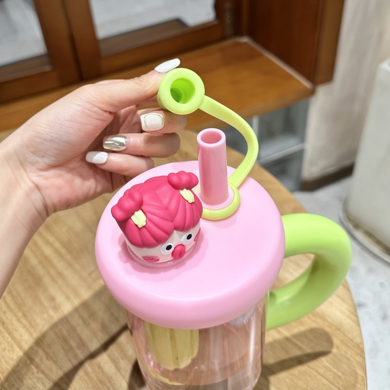 夏の新鮮な大容量プラスチックアイスカップかわいい風ストローカップ女性の高価値自転車ケトルカップ|undefined
