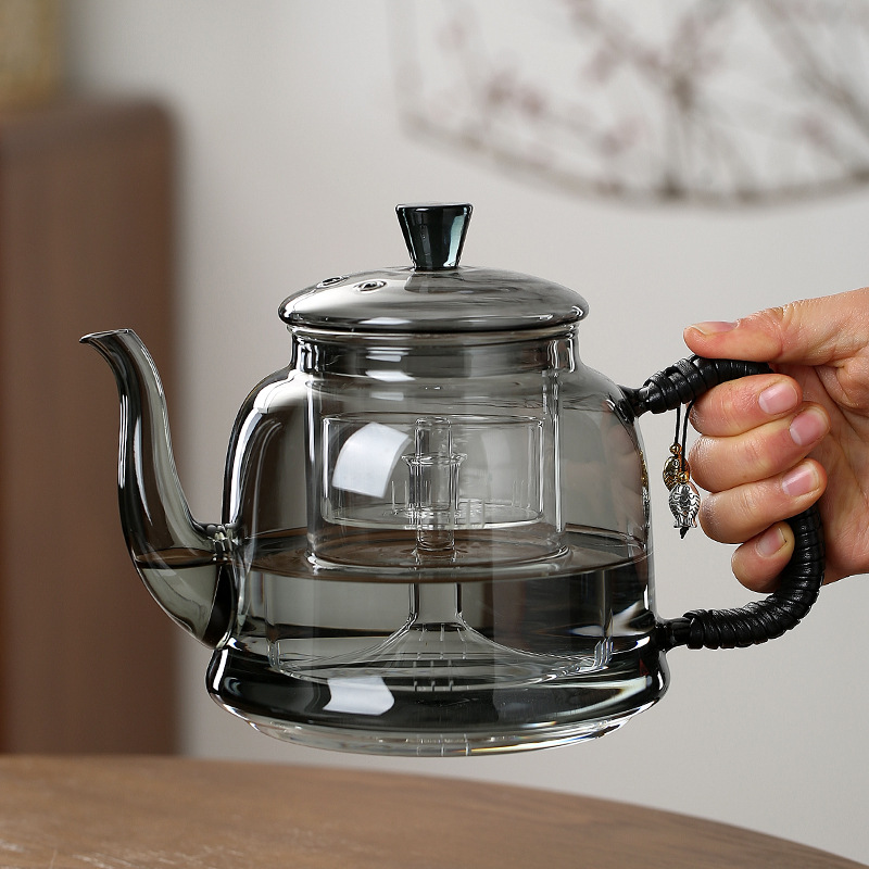Glass teapot, capacious tea set for home use, increased thickness