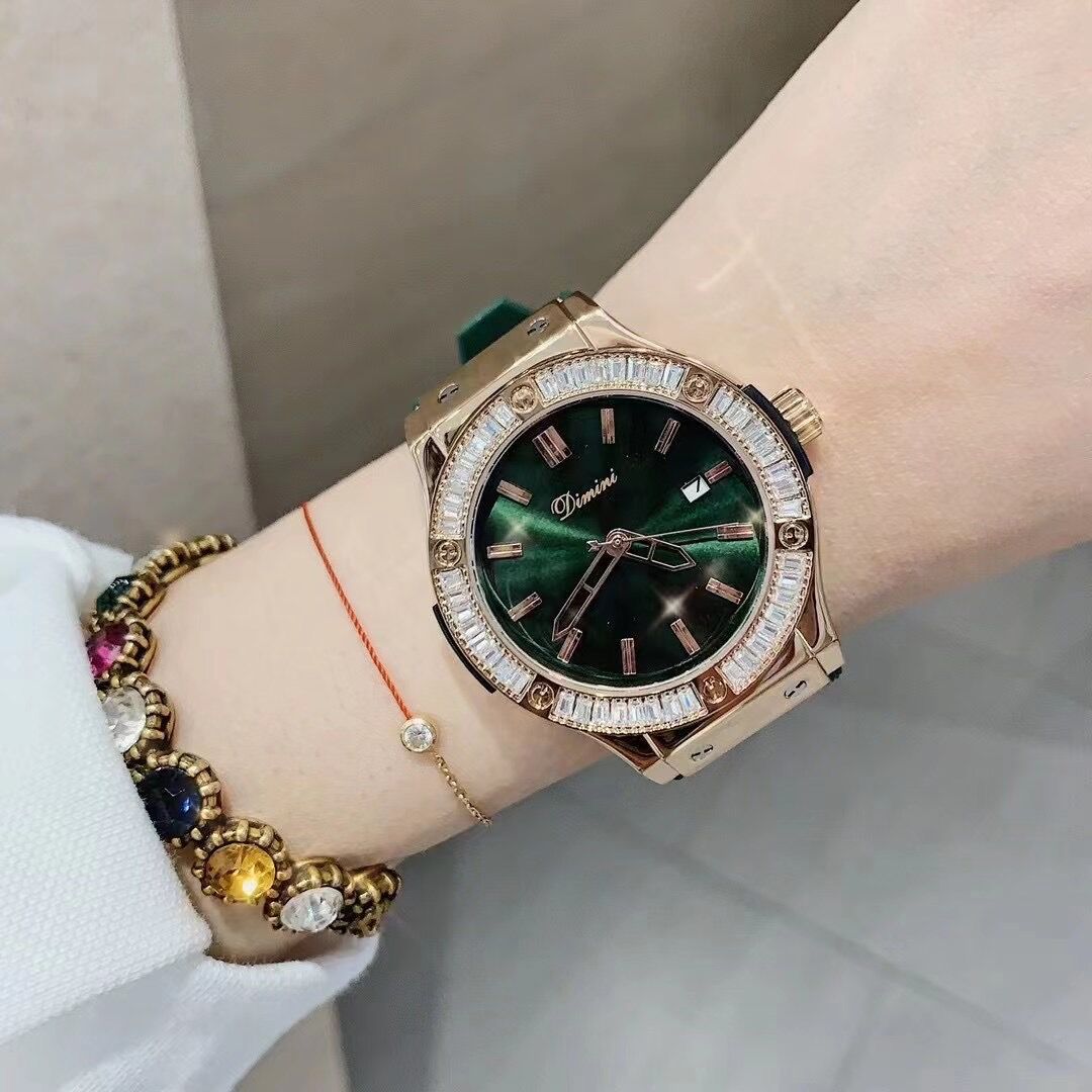 Timini Domineering Personality Silicone Strap Sports Chronograph Running Seconds Large Dial Women's Watch With Diamonds_voghion.com