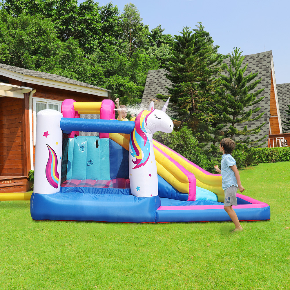 Castillo inflable familiar Doctor Dolphin para niños, tobogán acuático inflable pequeño, trampolín, parque infantil interior y exterior