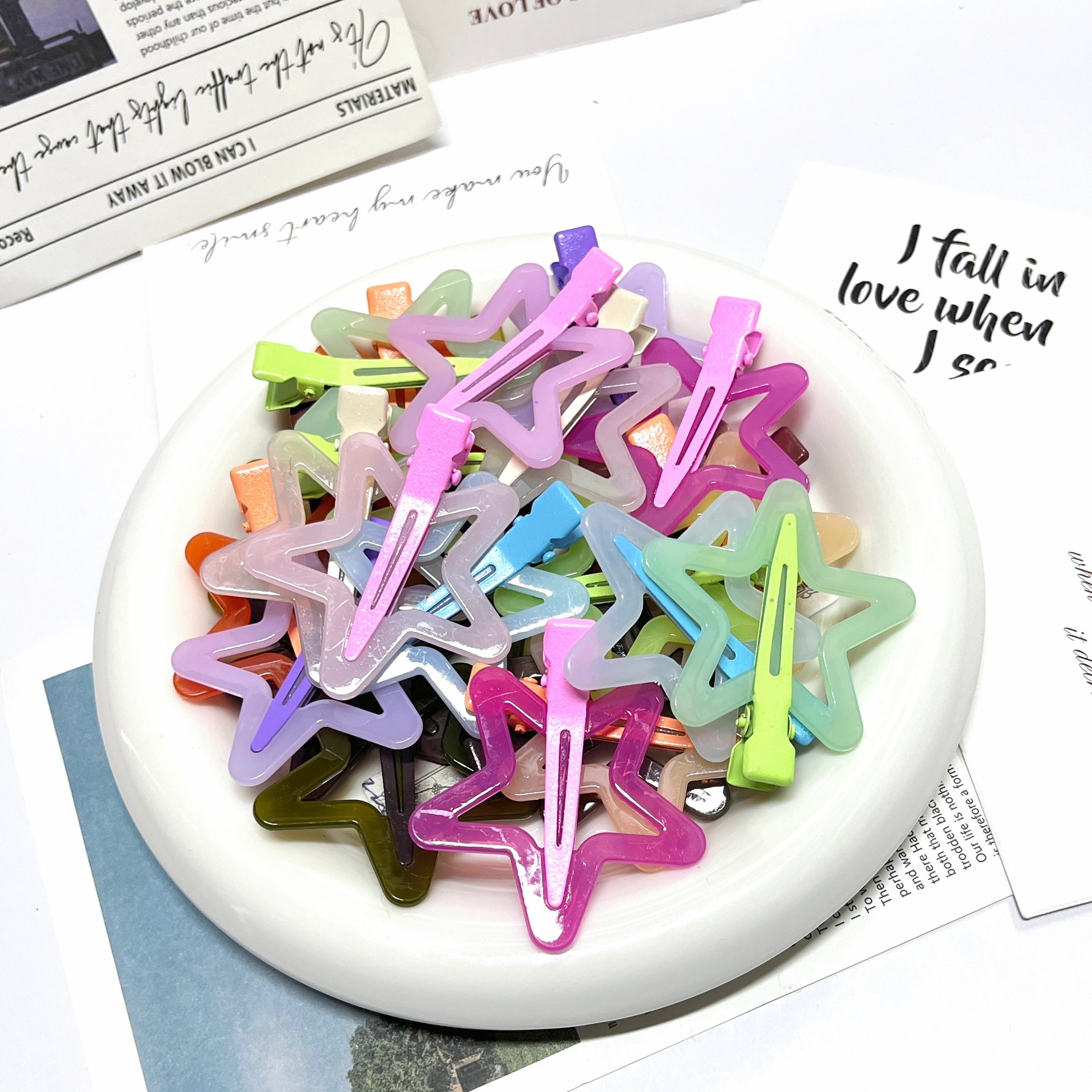 New Jelly Color Hairpin Star Hairpin Simple Bangs Side Clip Children's Hairpin Five-Pointed Star Clip Wholesale