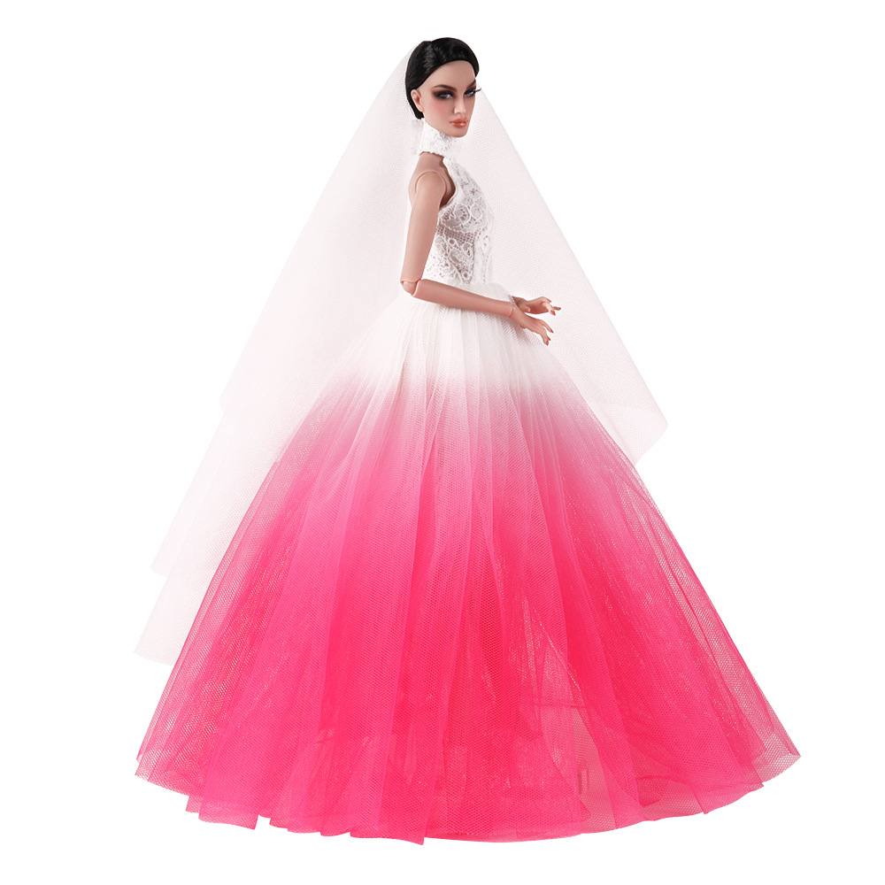 Brudklänning för 30cm docka, elegant prinsessklänning_voghion.com