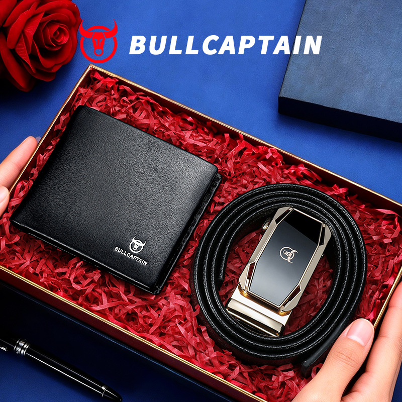 Captain Cow's First-Layer Cowhide Wallet and Belt Set Is a Gift for Father, Boyfriend, Husband, Valentine's Day, Birthday Gift Set