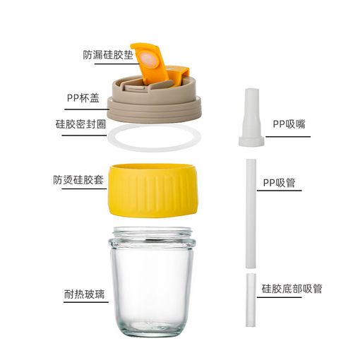 New Product Glass Dual-Sip Cup, Coffee & Water Cup for Men and Women Students, Convenient Mug, Simple Straw Cup
