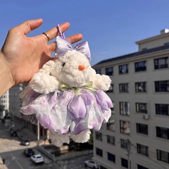 創意的なぬいぐるみの甘い耳を垂れたウサギの車のキーホルダー