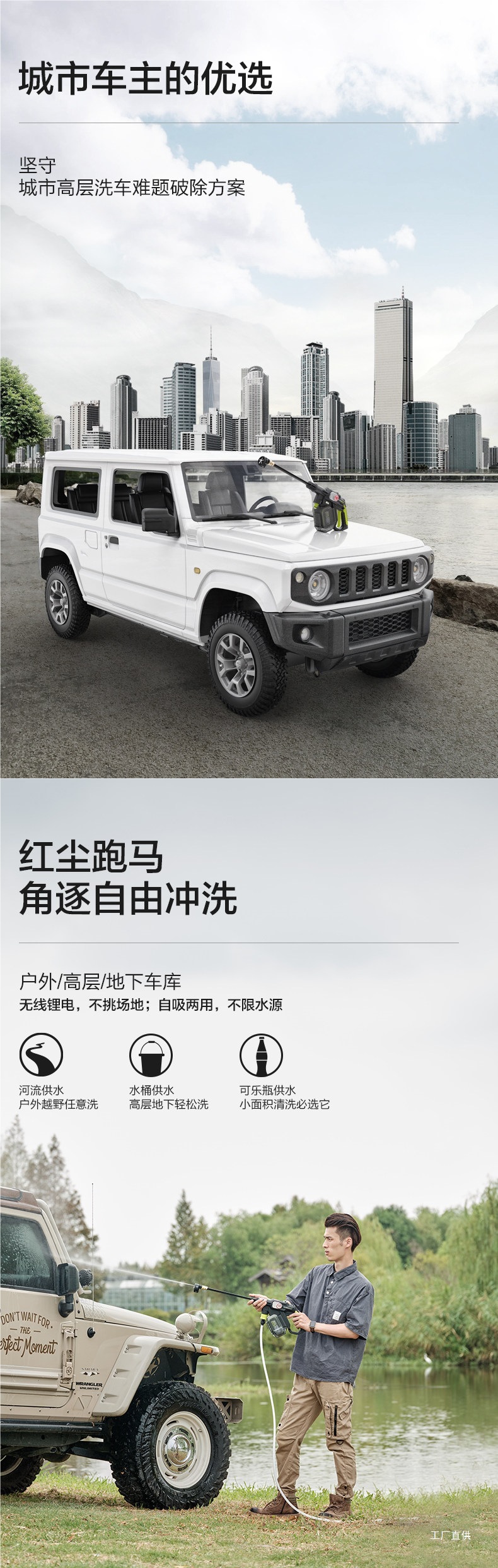 Wicks Lithium Battery Wireless Car Washing Machine Wu633 Household High-Pressure Portable Rechargeable Electric Car Washing Water Gun Peihui