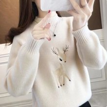貂绒半高领毛衣女加厚套头宽松外穿秋冬新款慵懒风针织打底衫