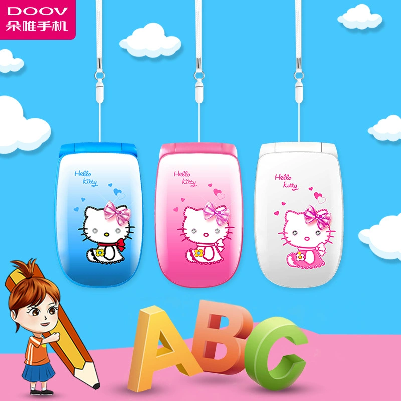 Hello Kitty, складной мобильный телефон с мультиком для учеников начальной школы, функция геолокации