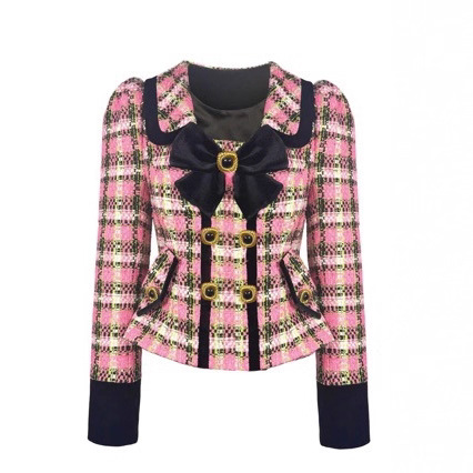 Ginger Tweed Short Jacket 2025 Autumn Top Plaid Retro Style Fashion Jacket