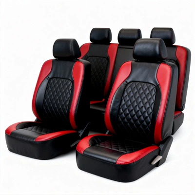 Universal seat cover and Russian Temu best-selling - quilted-black-and-red-full-nine-piece-set-for-the-vehicle