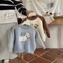 2025新款儿童毛衣秋冬季男女童卡通小狗单层加绒针织衫宝宝套头衫