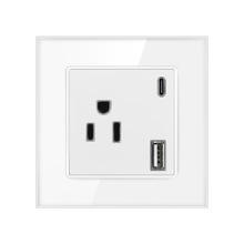 86型玻璃面板美标美规美式一位插座带USB type-c充电接口厂家直供