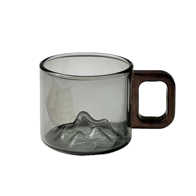 Tasas de té creativas con mango de madera casera, tazas de vidrio de pequeña capacidad, tazas de vidrio resistentes al calor, tazas de té