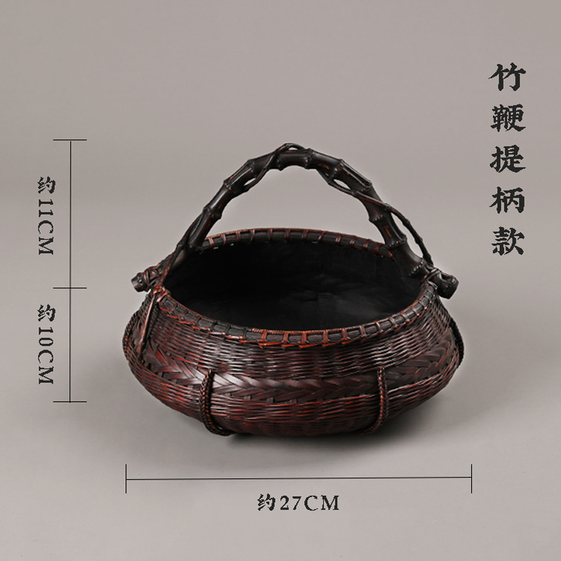 Cesta de carbono bambú tejido laca hecha a mano de oliva cubo de carbono Longye cubo de carbono a prueba de fugas Cesta de cenizas accesorios de té hervido una cerimonia de té lote