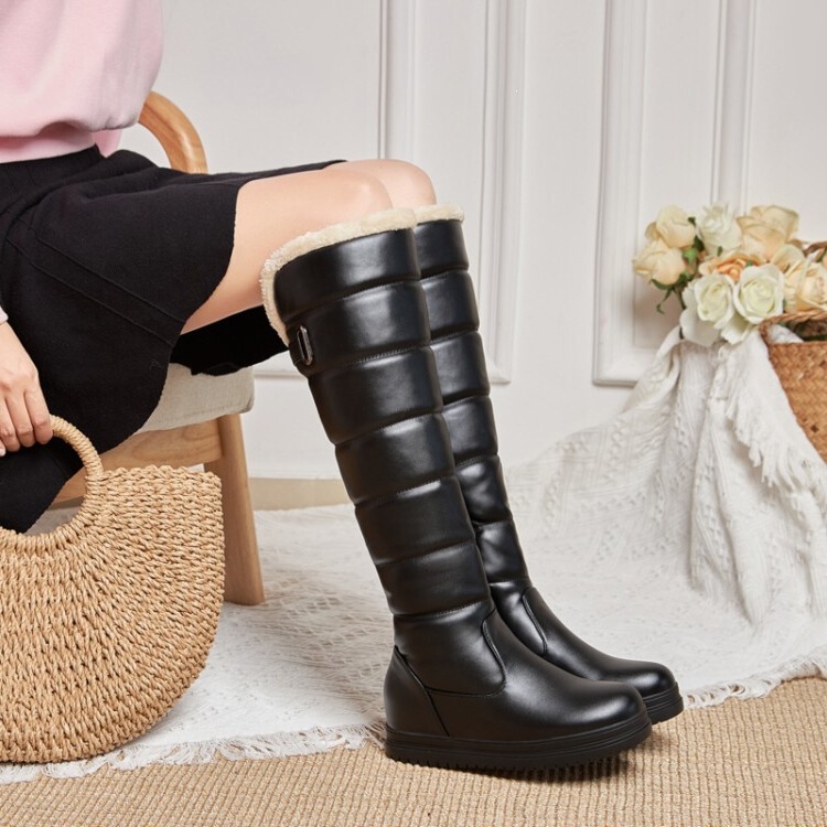 Snow Boots Size 40 Autumn/Winter 6-Inch Long Boots with 3.5-Inch Hidden Heel, Flat Sole, Side Zipper, Warm, Knee-High, Size 43, High-Top, White, Black Snow Boots Size 40 Autumn/Winter 6-Inch Long Boots with 3.5-Inch Hidden Heel, Flat Sole, Side Zipper, Warm, Knee-High, Size 43, High-Top, White, Black