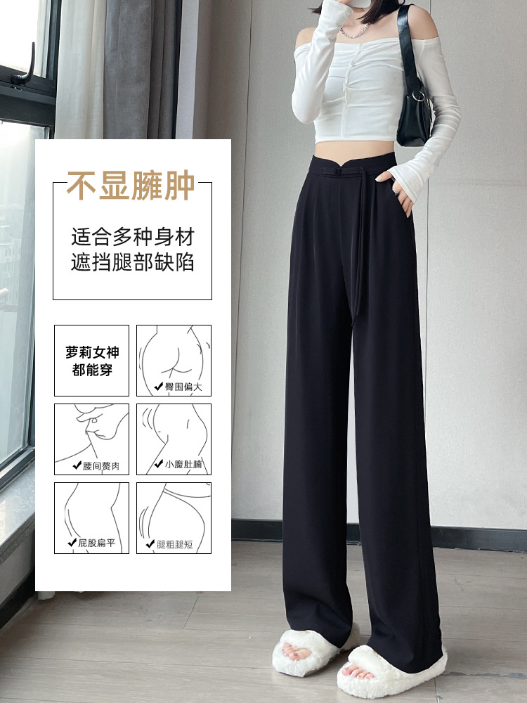 Nuevos pantalones de piernas anchas de estilo chino para mujeres 2026 nuevos pantalones de traje de verano delgados de alta calidad, pantalones casuales verticales