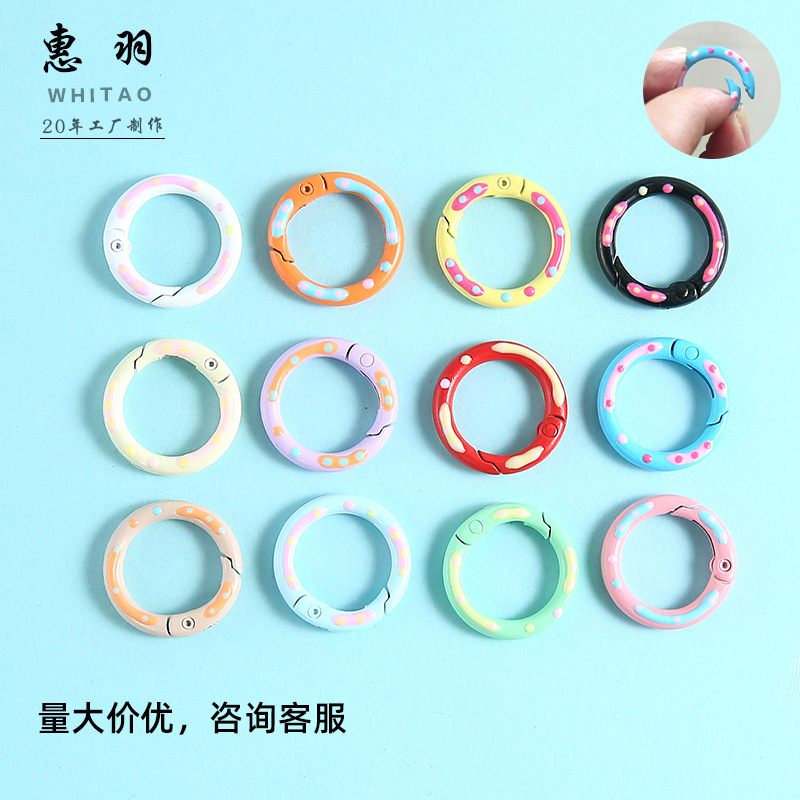 Creative color paint donut spring buckle round key chain DIY accessories ring buckle zinc alloy jewelry accessories Creative color paint donut spring buckle round key chain DIY accessories ring buckle zinc alloy jewelry accessories