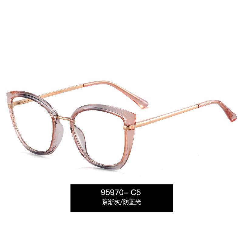 95970 marco de gafas de comercio exterior de las mujeres de moda europea y americana marco grande gafas lisas TR90 trabajo elástico marco de color de la pierna gafas de luz azul