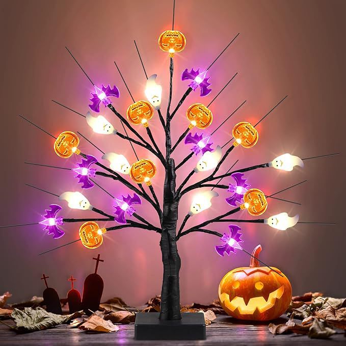 Ghost Pumpkin Bat Tree Lámpara