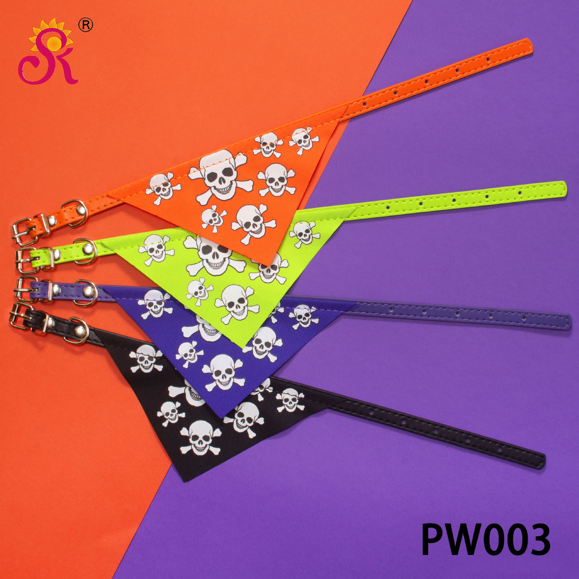 宠物万圣节围巾PU三角巾猫咪围巾狗狗口水巾宠物围巾现货4色工厂