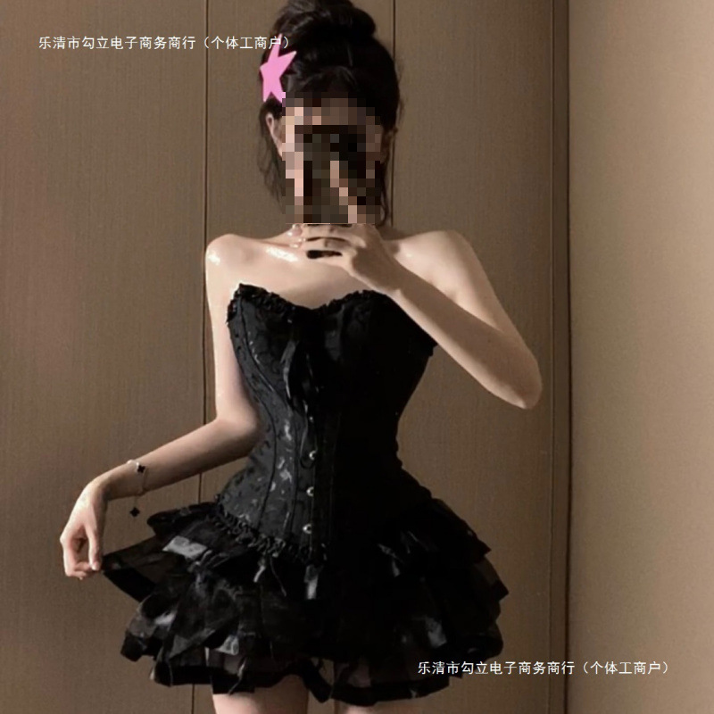 提花收腰显瘦束身胸衣公主蓬蓬裙生日聚会套裙