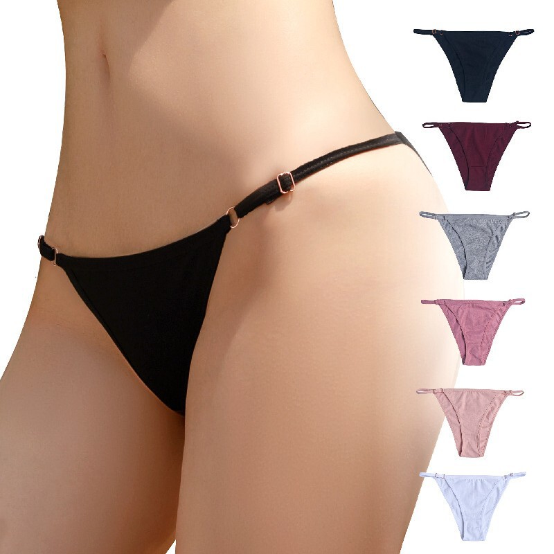 Plaid and Adjustable Pure Cotton Thin Strap Thong for Women, Super Sexy European and American Women's Thong, Extremely Small Daily Wear Brazilian Pants