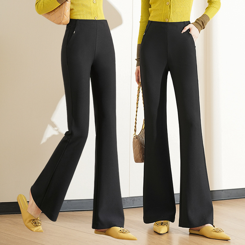 专柜品质女装长裤高级感时尚百搭显高喇叭裤松紧高腰减龄微喇裤子