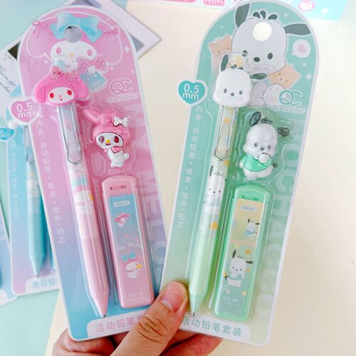Sanrio pencil set Kuromi high-value cartoon student stationery 0.5m free-sharpening mechanical pencil with eraser