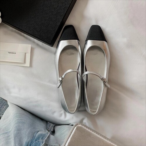 Huidong Yixinda French small square head color-blocking elegant one-strip Mary Zhen shoes for women
