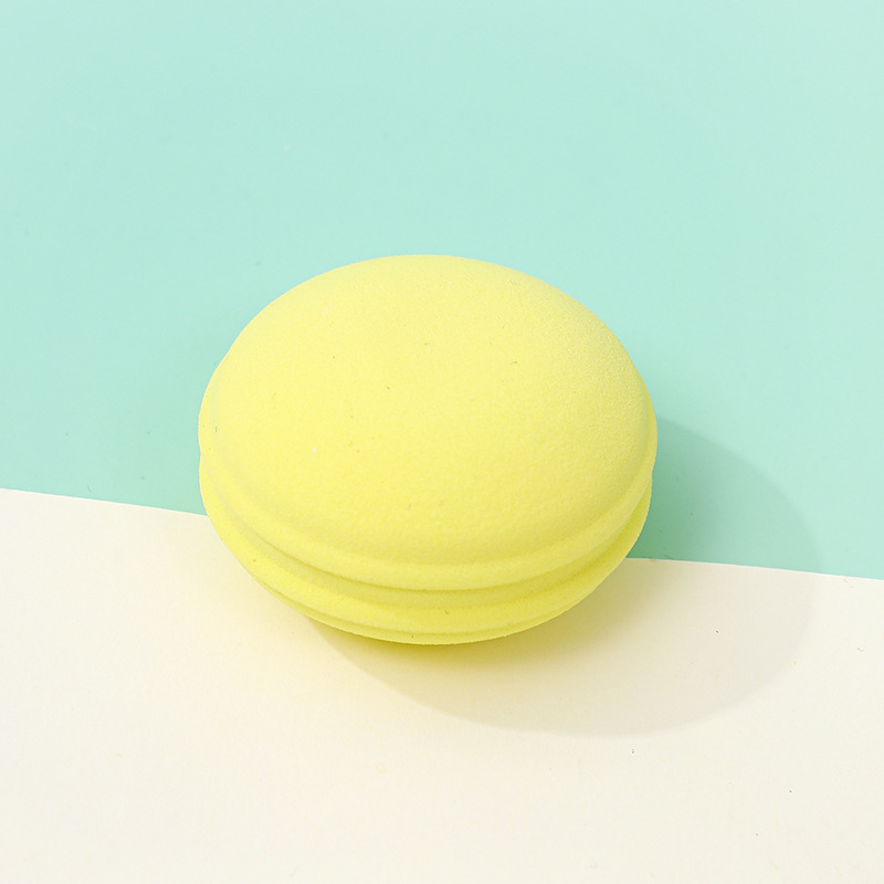 Polvo de macarrón transfronterizo, esponja de maquillaje redonda personalizada, esponja de maquillaje, huevo de maquillaje super suave, no comer polvo, seco y húmedo, doble uso