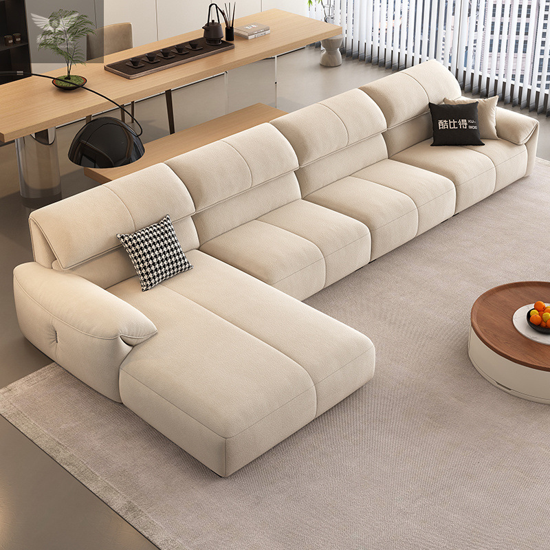 Sofá estilo crema sala de estar 2025 nuevo estilo moderno y simple combinación de concubina real de esquina arena de tela de captura de gato