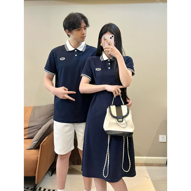Пара одежды для любимых, летняя одежда, юбка, платье, с коротким рукавом