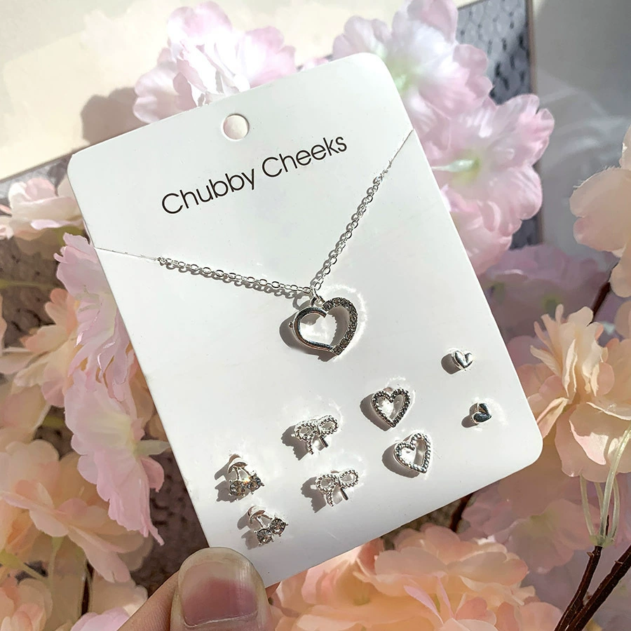 Серебряное ожерелье из жемчужины с сердцем, серьги, цепочка для ключей и сумки, азиатский стиль, четырехлистный клевер