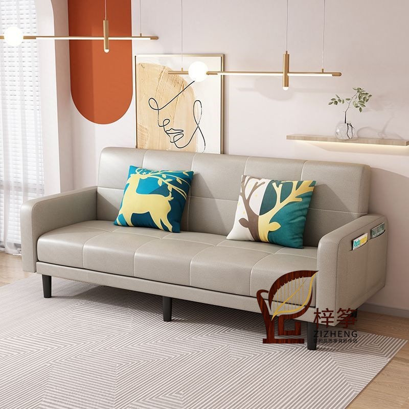 Modern Minimalist Tech Fabric Small Sofa for Living Room, Small Apartment Folding Sofa Bed, Dual-Use for Lazy People in Rental House