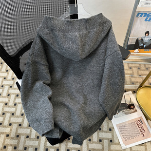Free Shipping cleanfit Gray Cardigan Jacket Men's Autumn and Winter Trendy Loose Lazy Style Knitwear Hoodie
