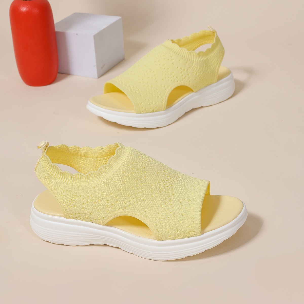 Sandalias de Cuña Tejidas para Mujer Talla Grande de Tela y Caucho con Suela Gruesa para Verano image 14