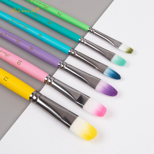 Cross-border macaron color series 6 brush set art diy painting water chalk acrylic paint oil painting brush
