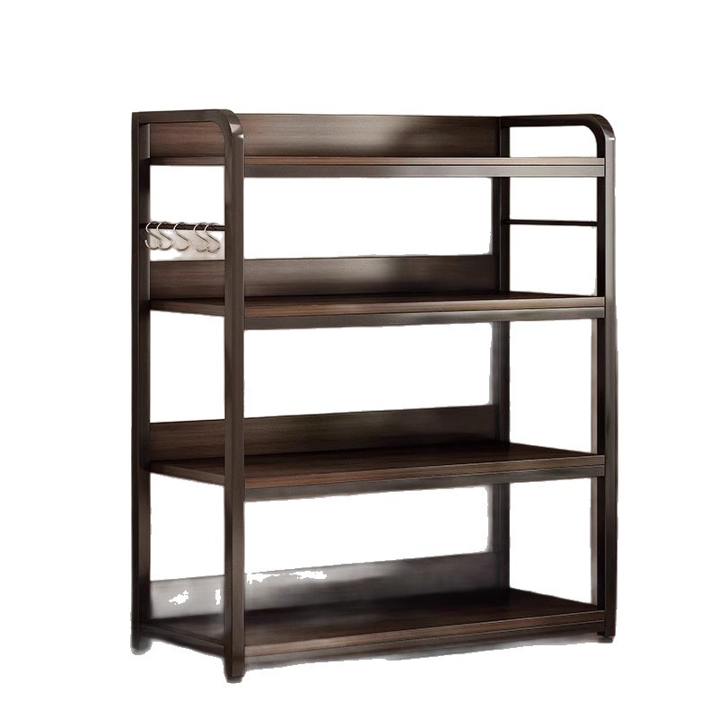 Estante de libros de piso integrado contra la pared hogar multicapa hierro forjado libro de dibujo estante de almacenamiento gabinete de oficina