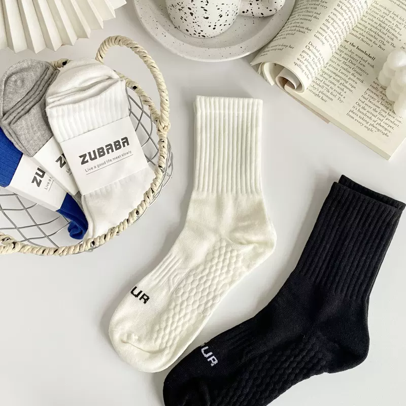 袜子 男中筒袜春秋季ins潮运动吸汗棉袜白色篮球袜青少年运动长袜
