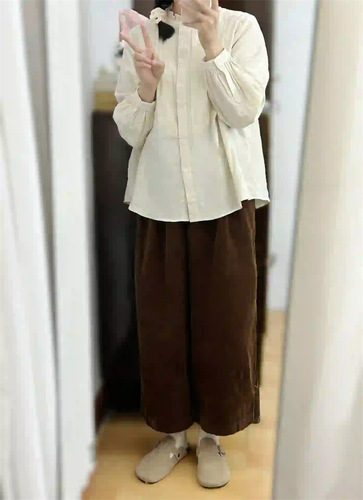 新中式秋装立领重工刺绣杏色长袖衬衫女装今年流行2024上衣设计感