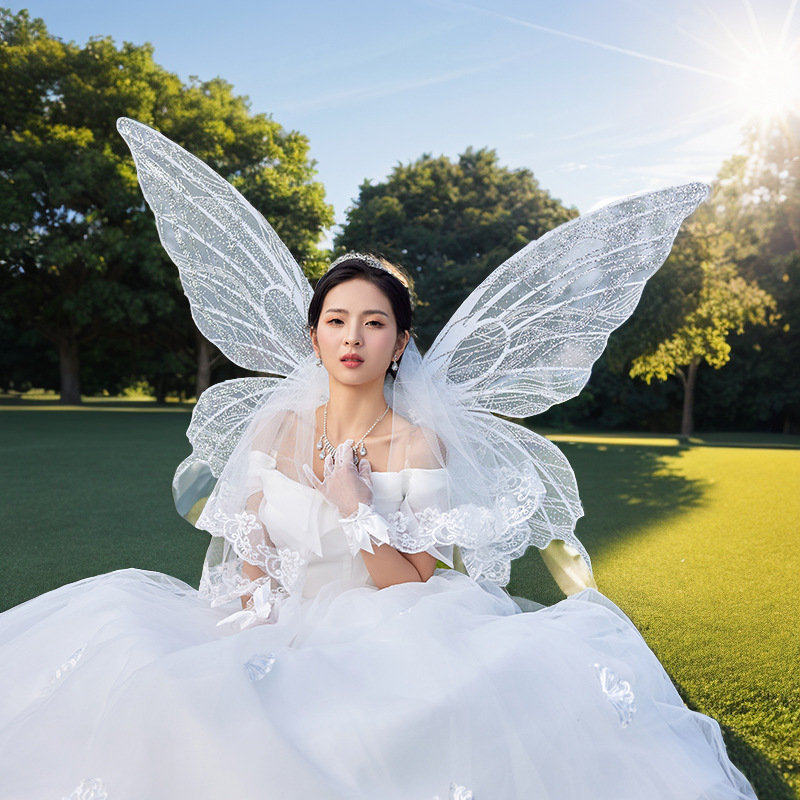 婚纱主题拍照精灵蝴蝶翅膀成人儿童背饰电动道具女生礼物千树