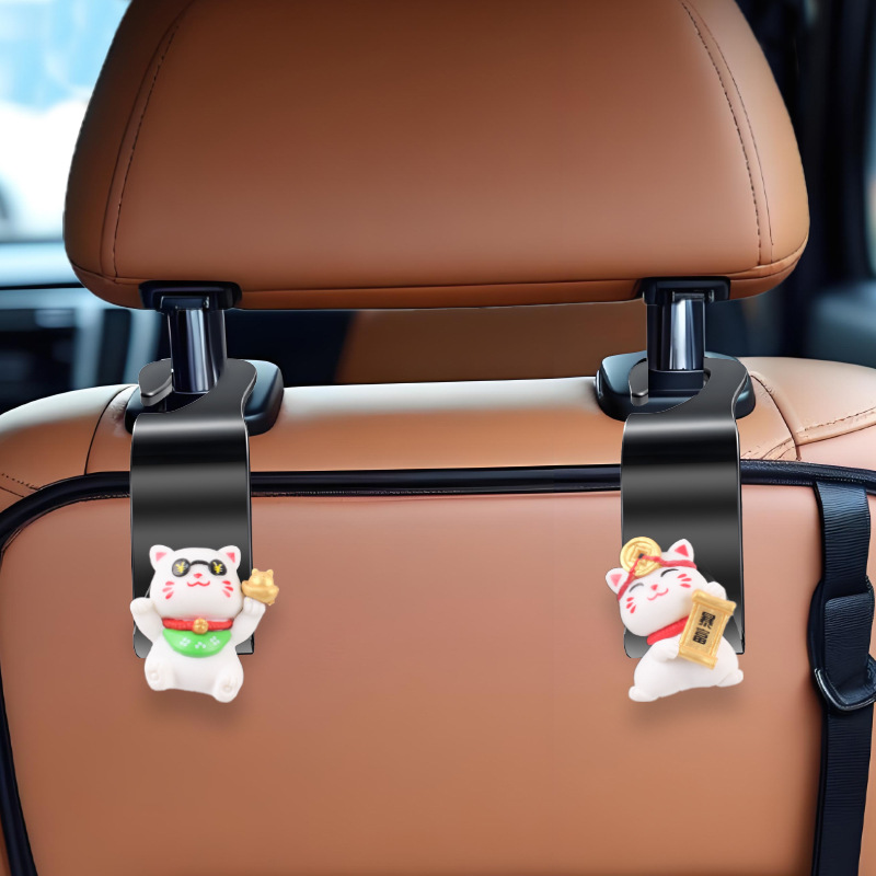 Gancho para coche, almacenamiento trasero multifuncional para coche, lindo coche de dibujos animados, asiento delantero, trasero, gancho de almacenamiento