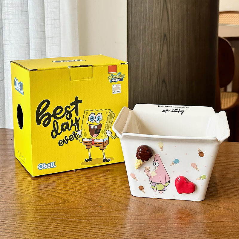 Bob Esponja pie de gran estrella de cerámica frita tazón casero nuevo alto valor pareja fruta ensalada tazón regalo de cumpleaños