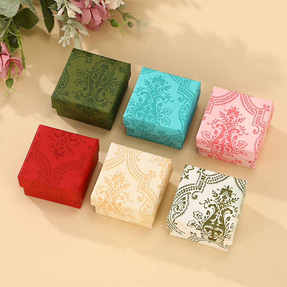 Manufacturer's Ready-Made Classical Printed Multi-Color Ring Box, Heaven and Earth Cover Storage Box, Square Watch Box, Paper Box