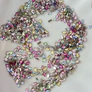 Imitation Chinese Cut 1:1 K9 Beveled Edge Sparkling Mini Flat Rhombus Flat-Bottomed Irregular Nail Art Rhinestone Nail Decoration